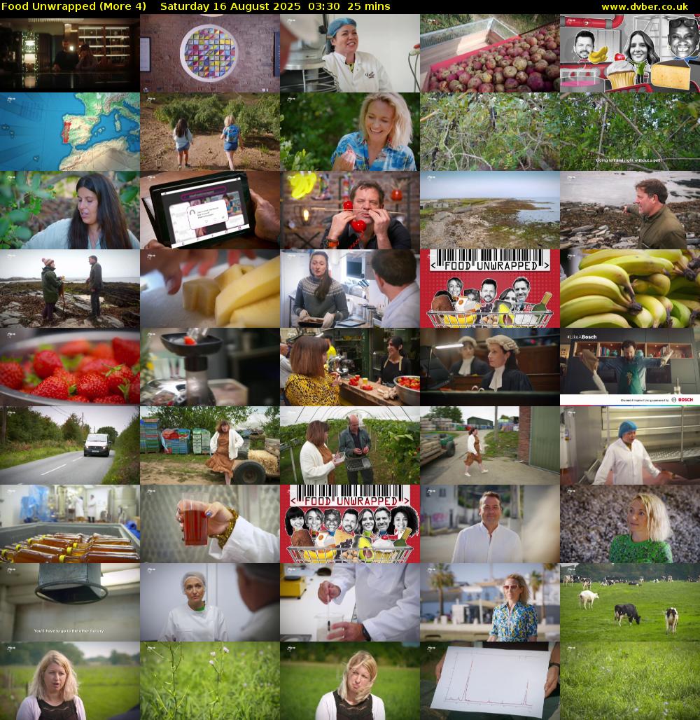 Food Unwrapped (More 4) Saturday 16 August 2025 03:30 - 03:55