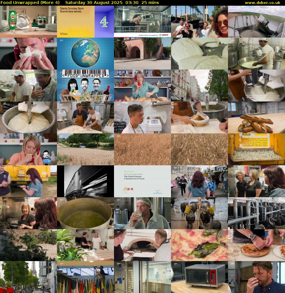 Food Unwrapped (More 4) Saturday 30 August 2025 03:30 - 03:55
