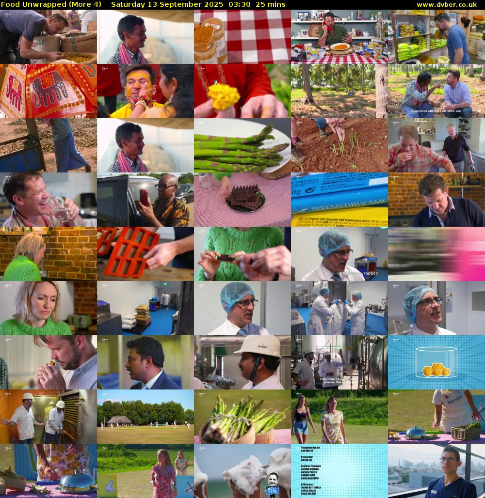 Food Unwrapped (More 4) Saturday 13 September 2025 03:30 - 03:55