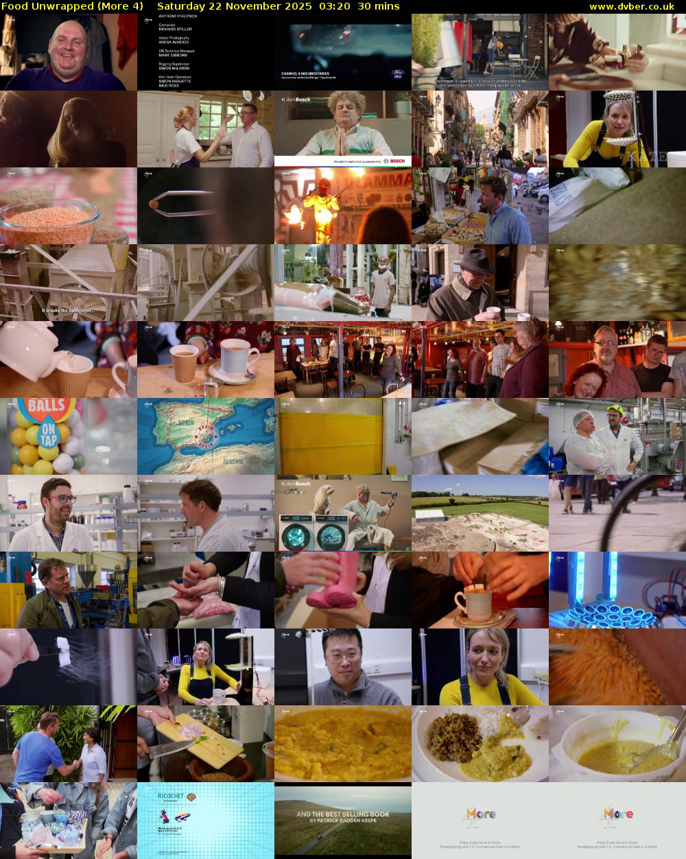 Food Unwrapped (More 4) Saturday 22 November 2025 03:20 - 03:50