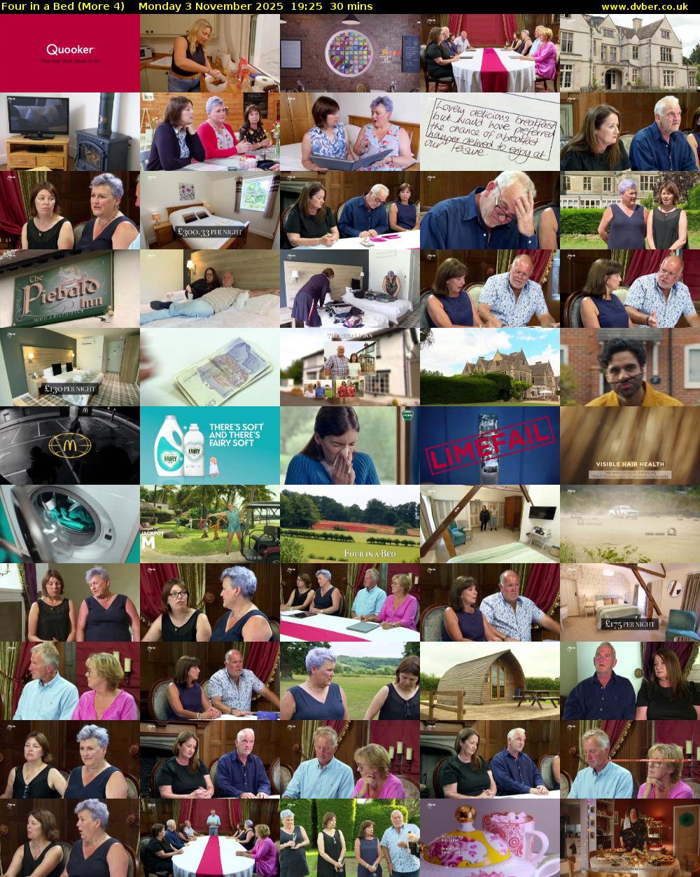 Four in a Bed (More 4) Monday 3 November 2025 19:25 - 19:55