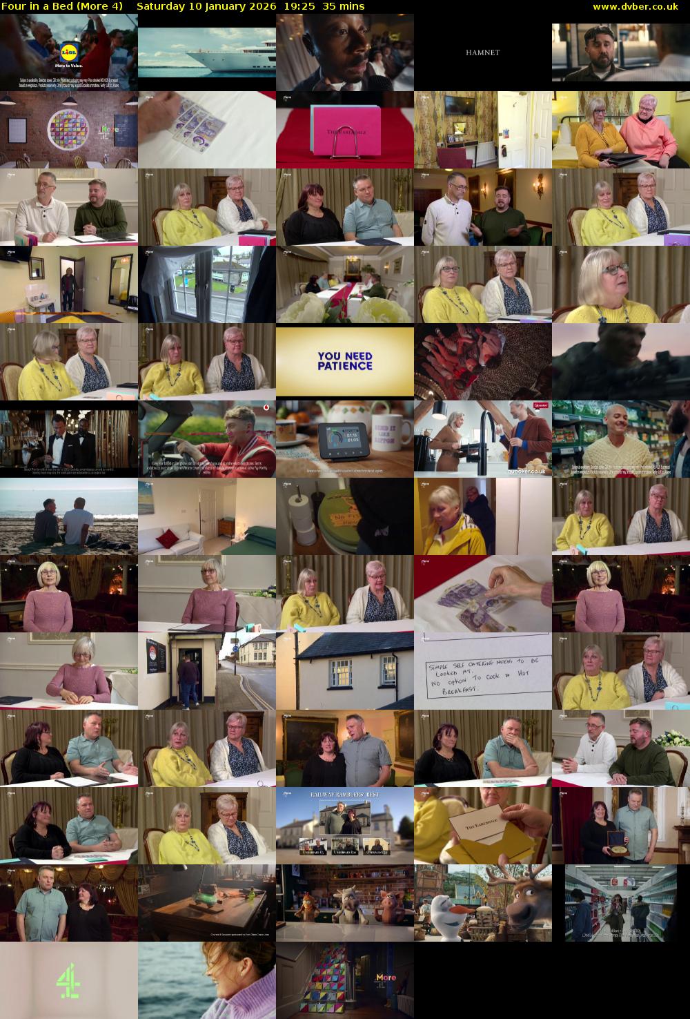 Four in a Bed (More 4) Saturday 10 January 2026 19:25 - 20:00