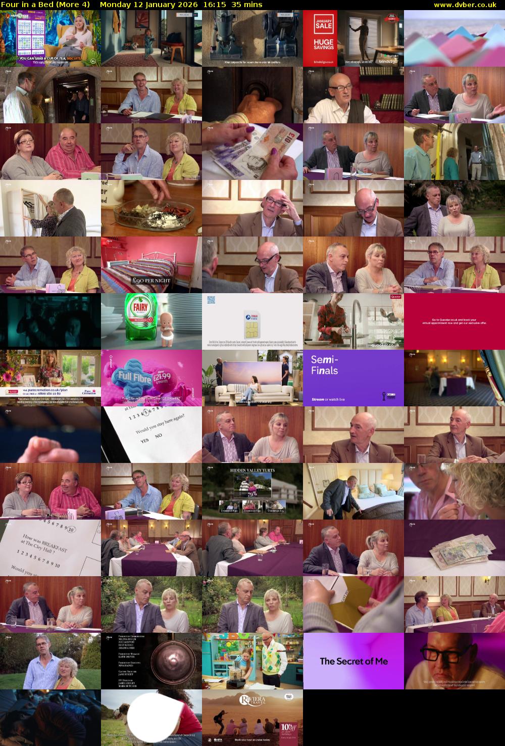 Four in a Bed (More 4) Monday 12 January 2026 16:15 - 16:50