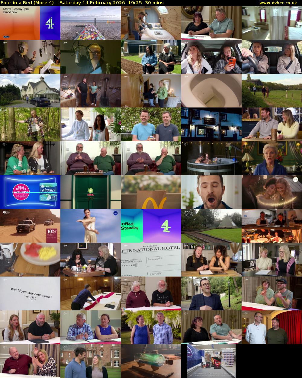 Four in a Bed (More 4) Saturday 14 February 2026 19:25 - 19:55