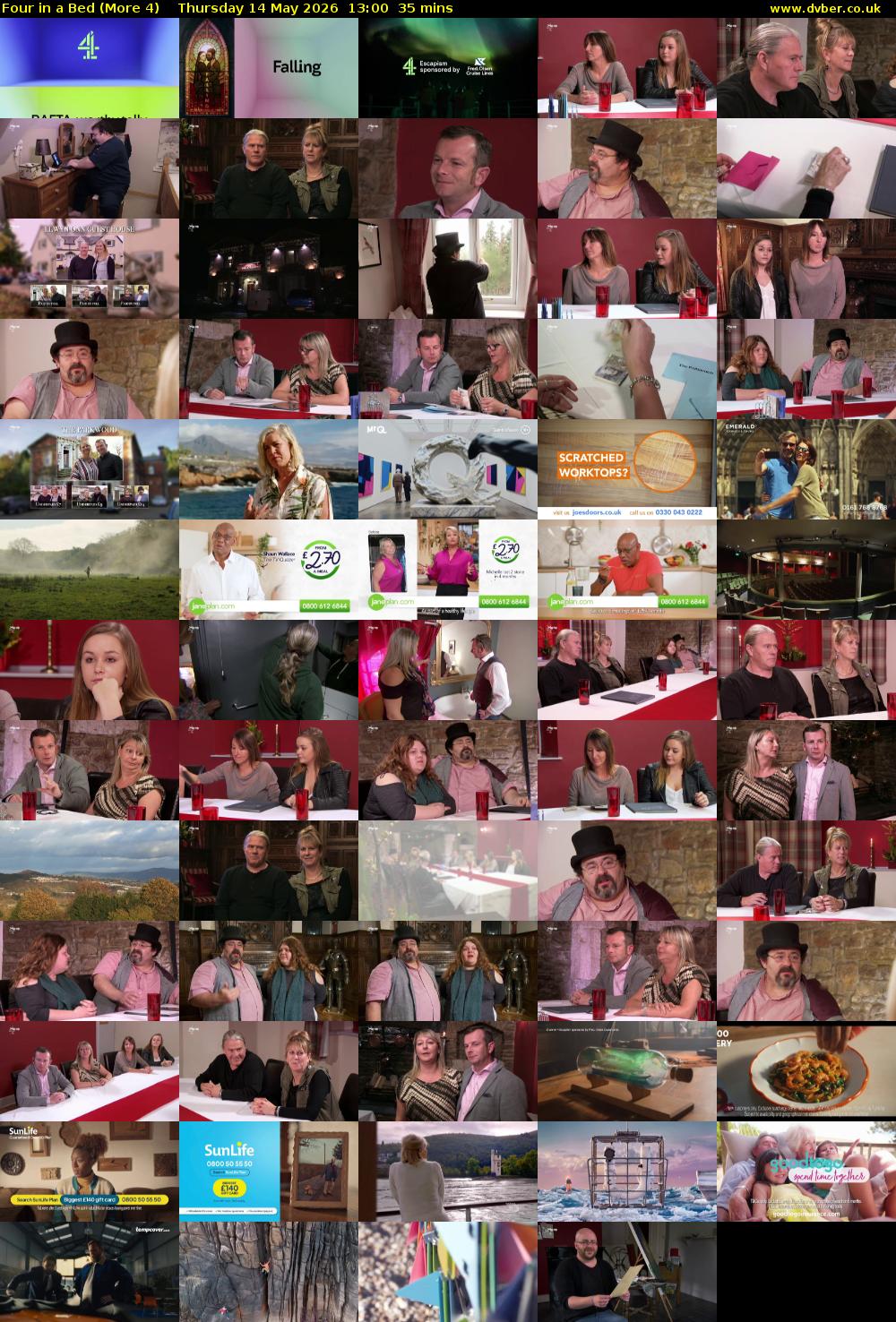 Four in a Bed (More 4) Thursday 14 May 2026 13:00 - 13:35