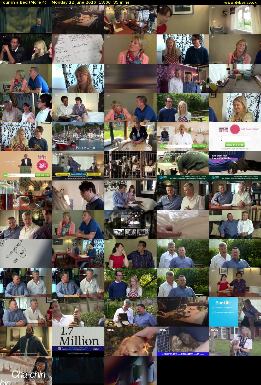 Four in a Bed (More 4) Monday 22 June 2026 13:00 - 13:35