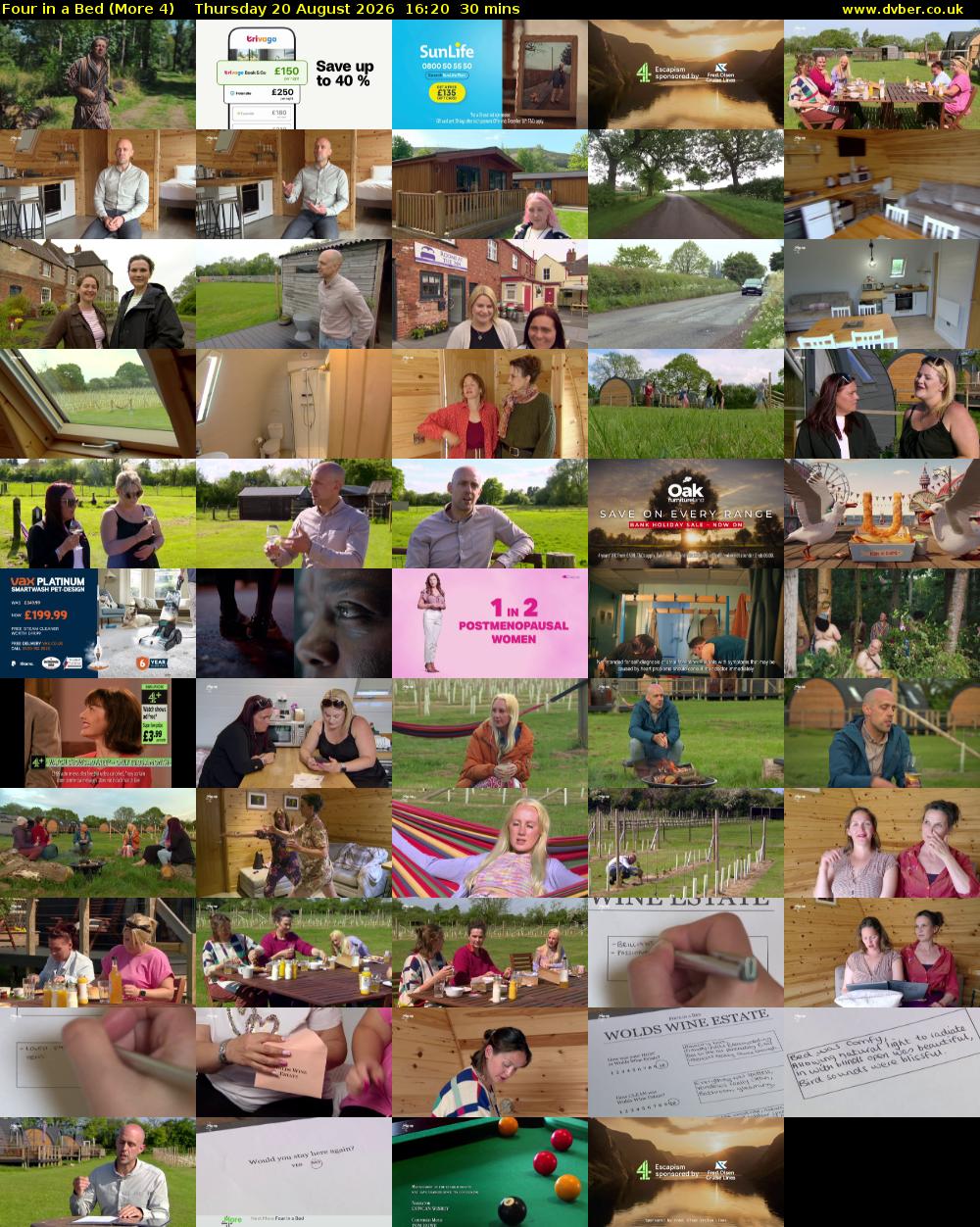 Four in a Bed (More 4) Thursday 20 August 2026 16:20 - 16:50