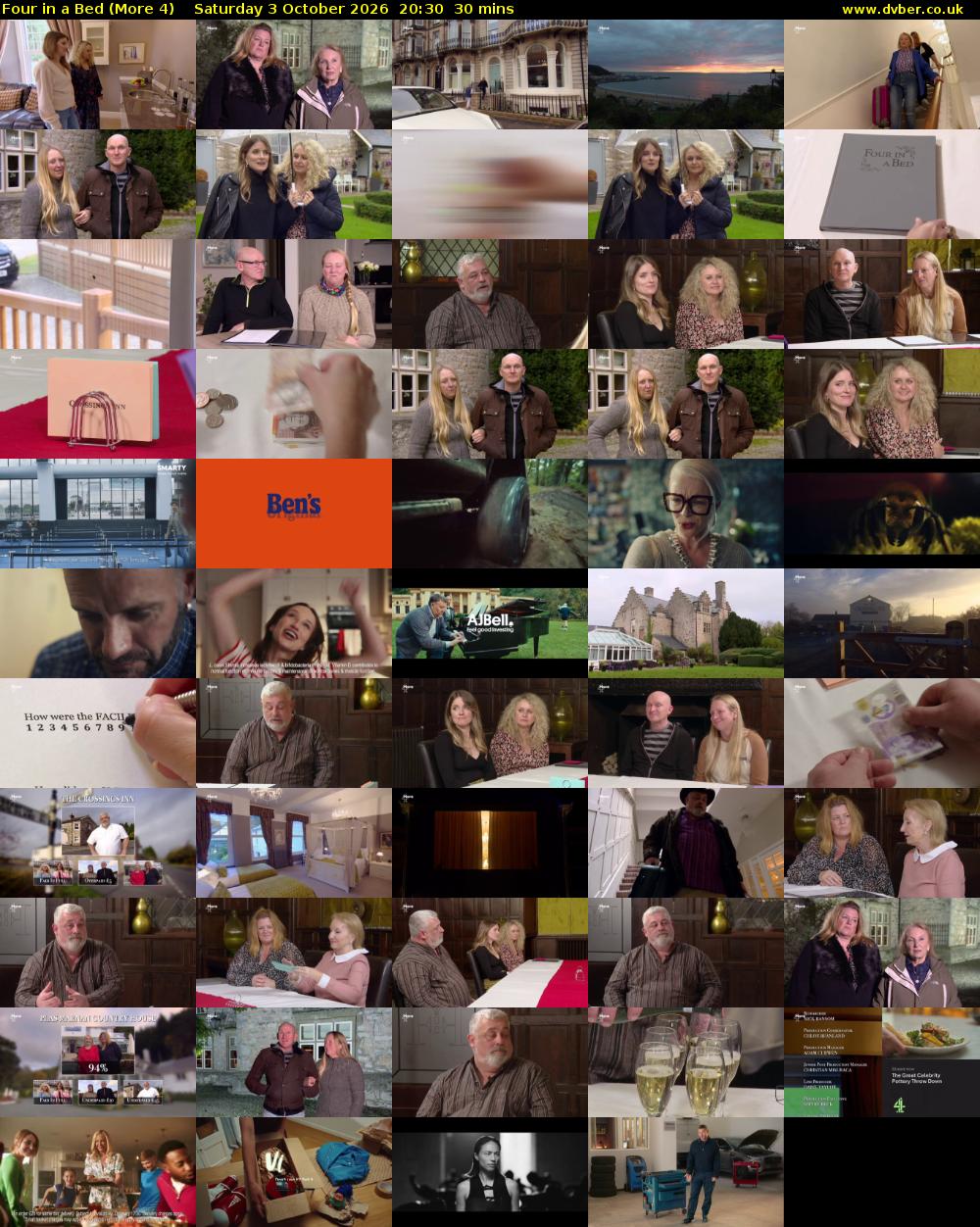 Four in a Bed (More 4) Saturday 3 October 2026 20:30 - 21:00