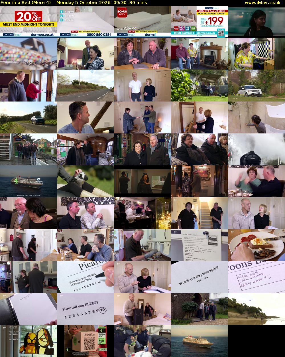 Four in a Bed (More 4) Monday 5 October 2026 09:30 - 10:00
