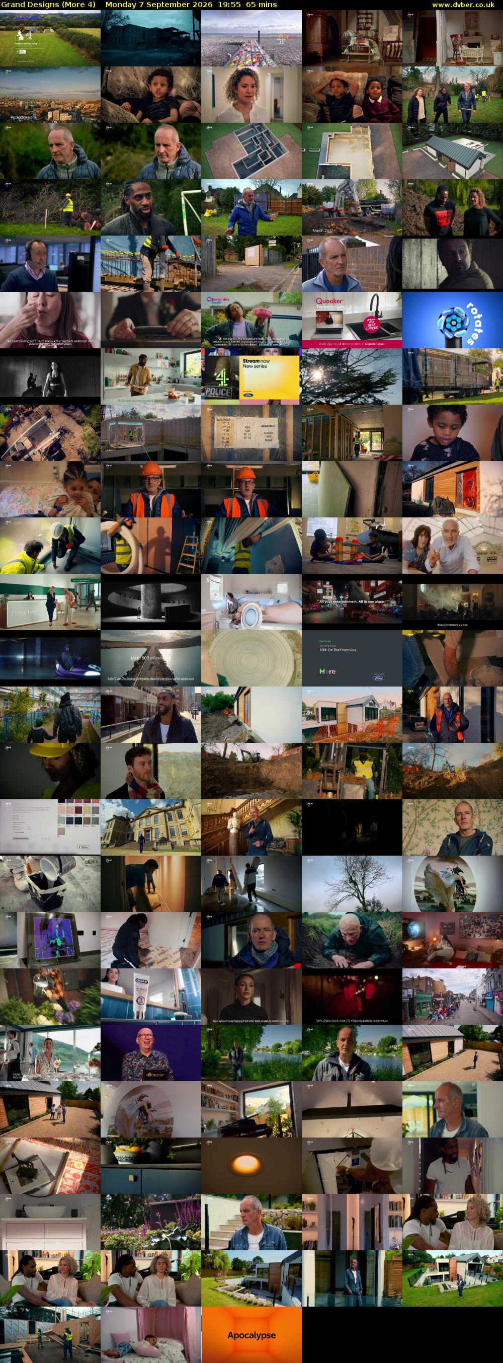 Grand Designs (More 4) Monday 7 September 2026 19:55 - 21:00