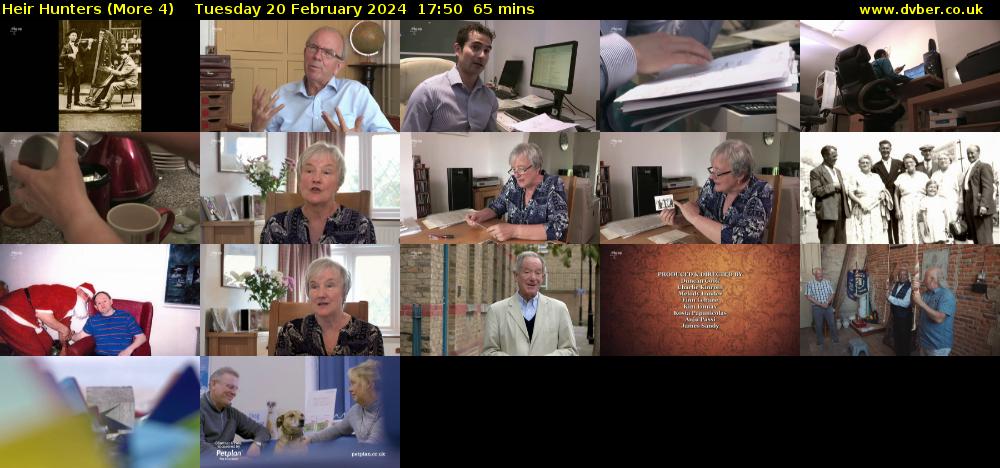 Heir Hunters (More 4) Tuesday 20 February 2024 17:50 - 18:55