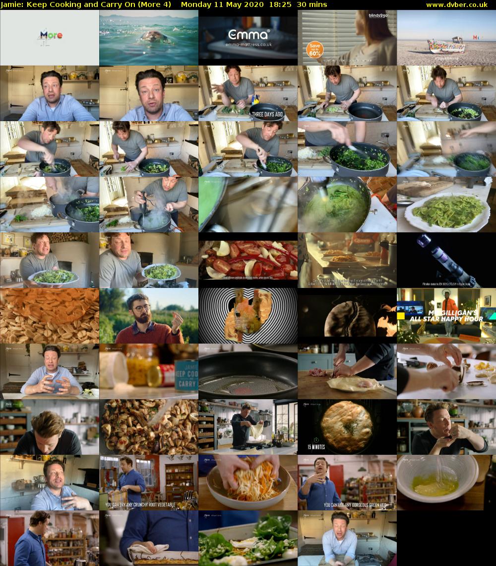 Jamie: Keep Cooking and Carry On (More 4) Monday 11 May 2020 18:25 - 18:55