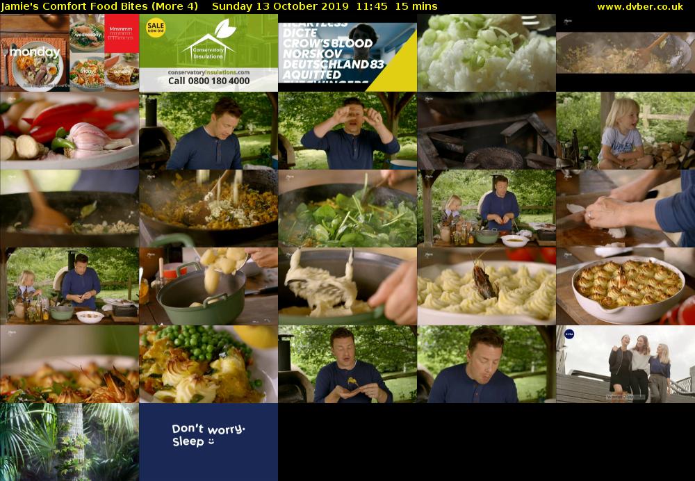 Jamie's Comfort Food Bites (More 4) Sunday 13 October 2019 11:45 - 12:00