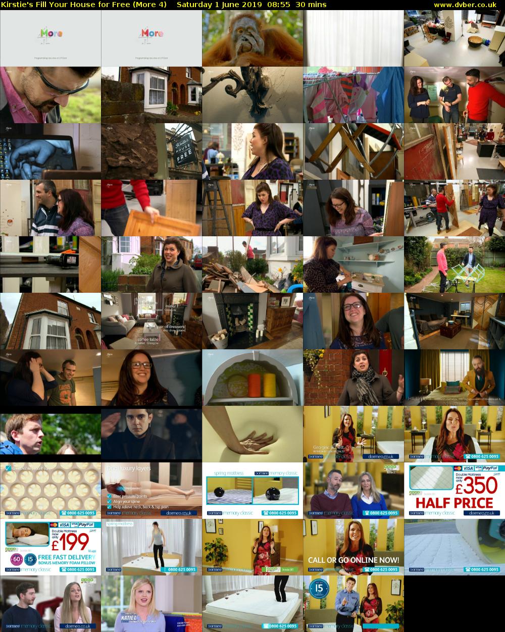 Kirstie's Fill Your House for Free (More 4) Saturday 1 June 2019 08:55 - 09:25