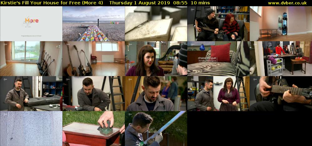 Kirstie's Fill Your House for Free (More 4) Thursday 1 August 2019 08:55 - 09:05