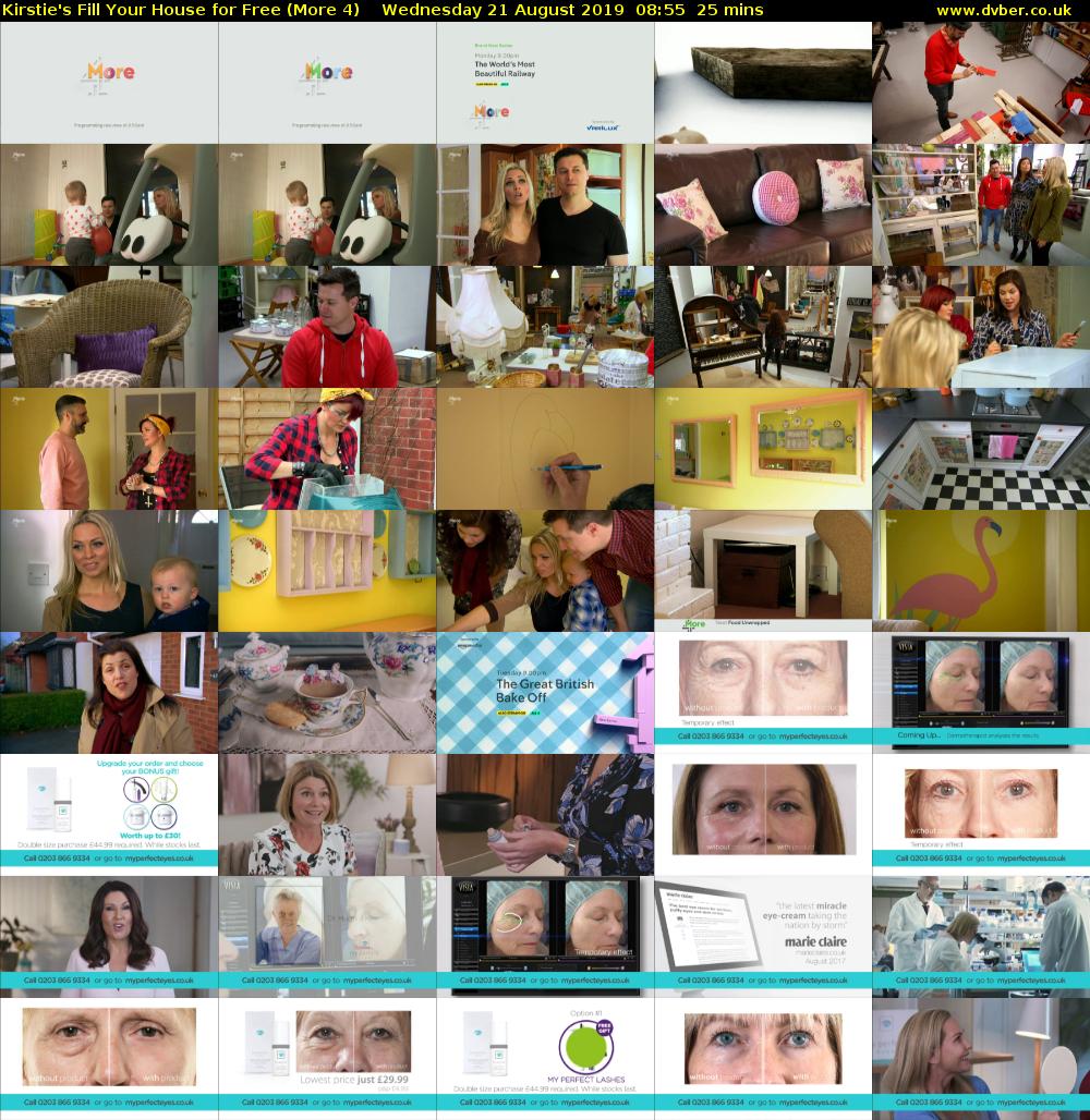 Kirstie's Fill Your House for Free (More 4) Wednesday 21 August 2019 08:55 - 09:20