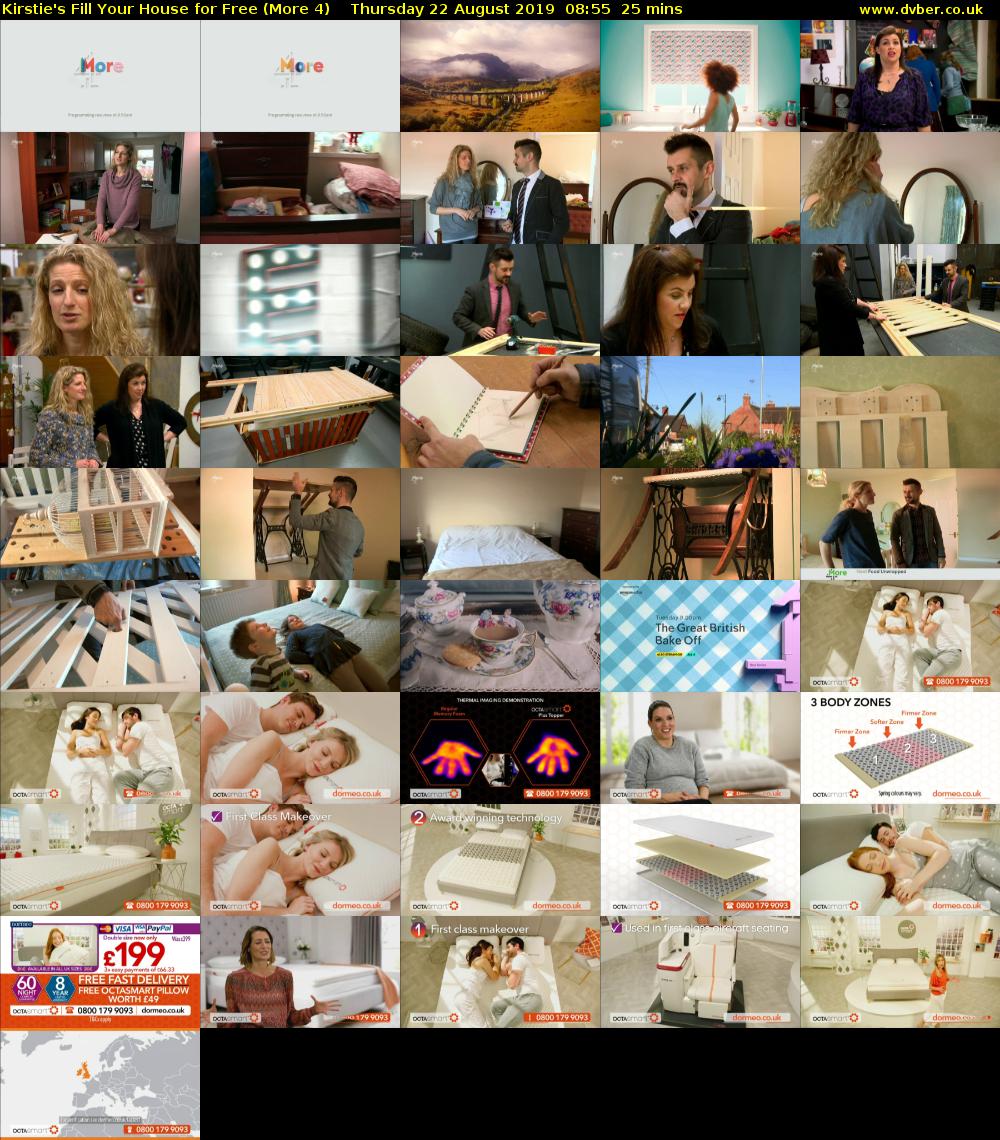 Kirstie's Fill Your House for Free (More 4) Thursday 22 August 2019 08:55 - 09:20