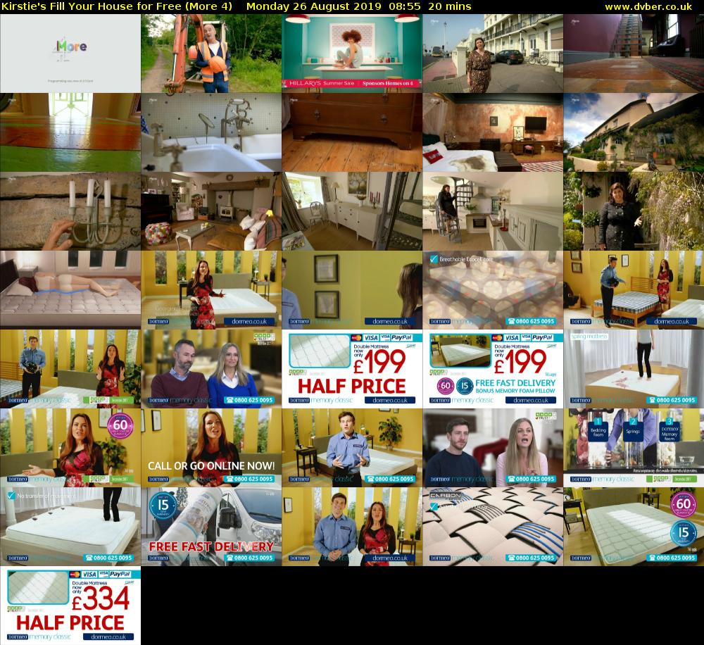 Kirstie's Fill Your House for Free (More 4) Monday 26 August 2019 08:55 - 09:15