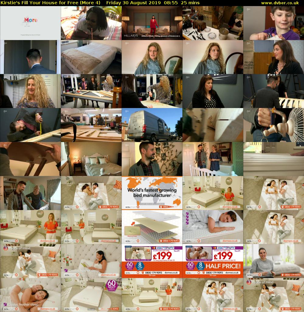 Kirstie's Fill Your House for Free (More 4) Friday 30 August 2019 08:55 - 09:20
