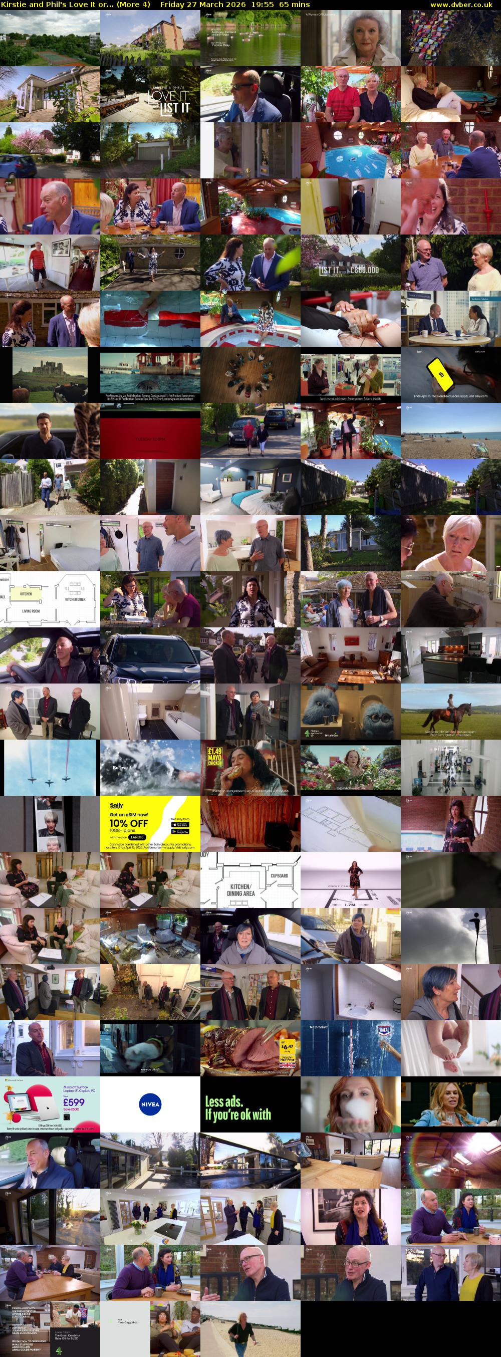 Kirstie and Phil's Love It or... (More 4) Friday 27 March 2026 19:55 - 21:00