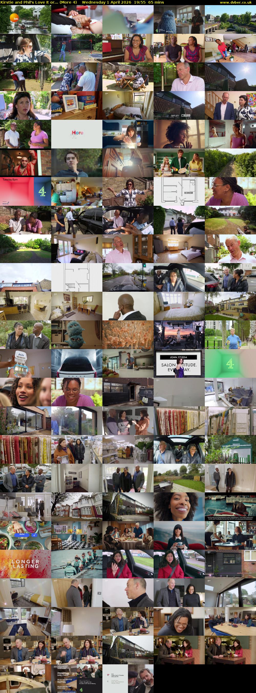 Kirstie and Phil's Love It or... (More 4) Wednesday 1 April 2026 19:55 - 21:00