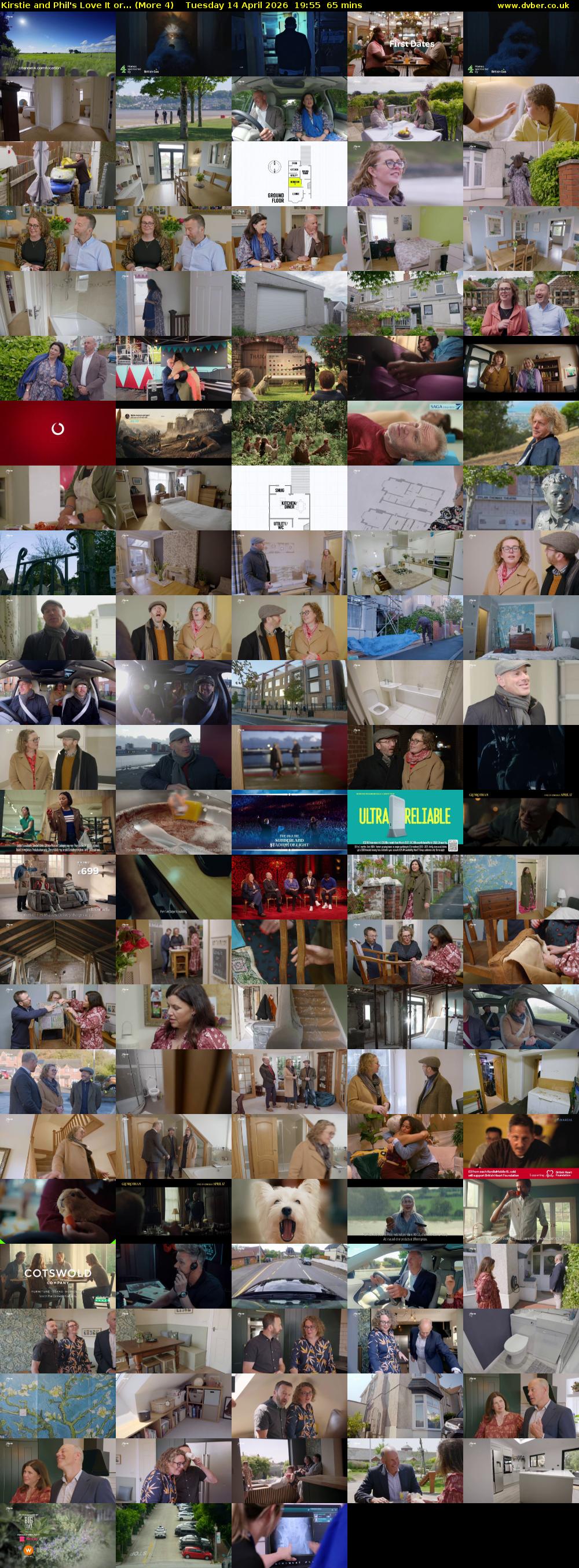Kirstie and Phil's Love It or... (More 4) Tuesday 14 April 2026 19:55 - 21:00