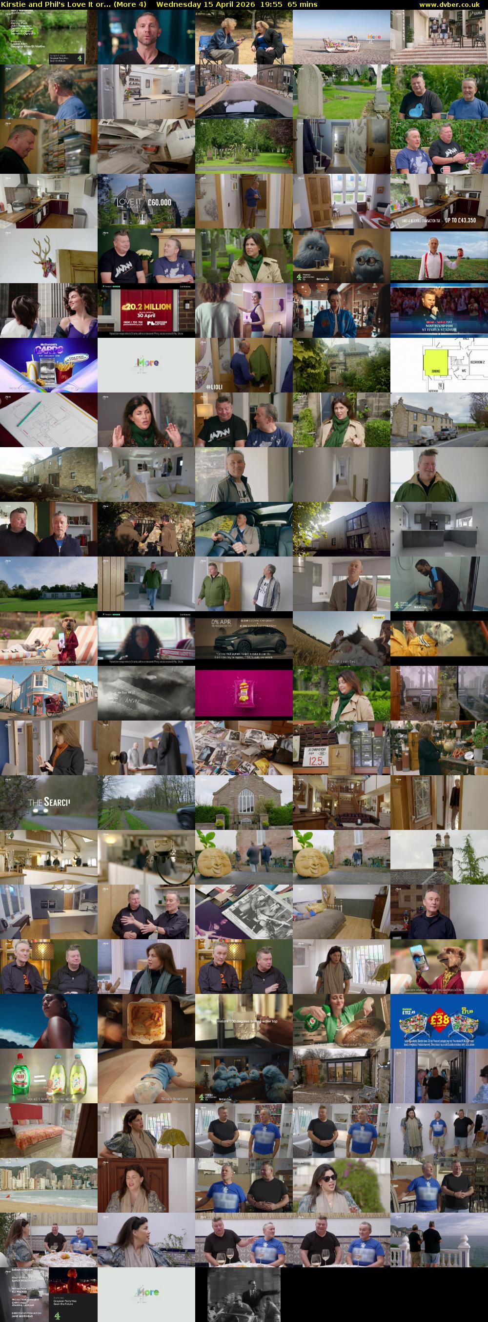 Kirstie and Phil's Love It or... (More 4) Wednesday 15 April 2026 19:55 - 21:00