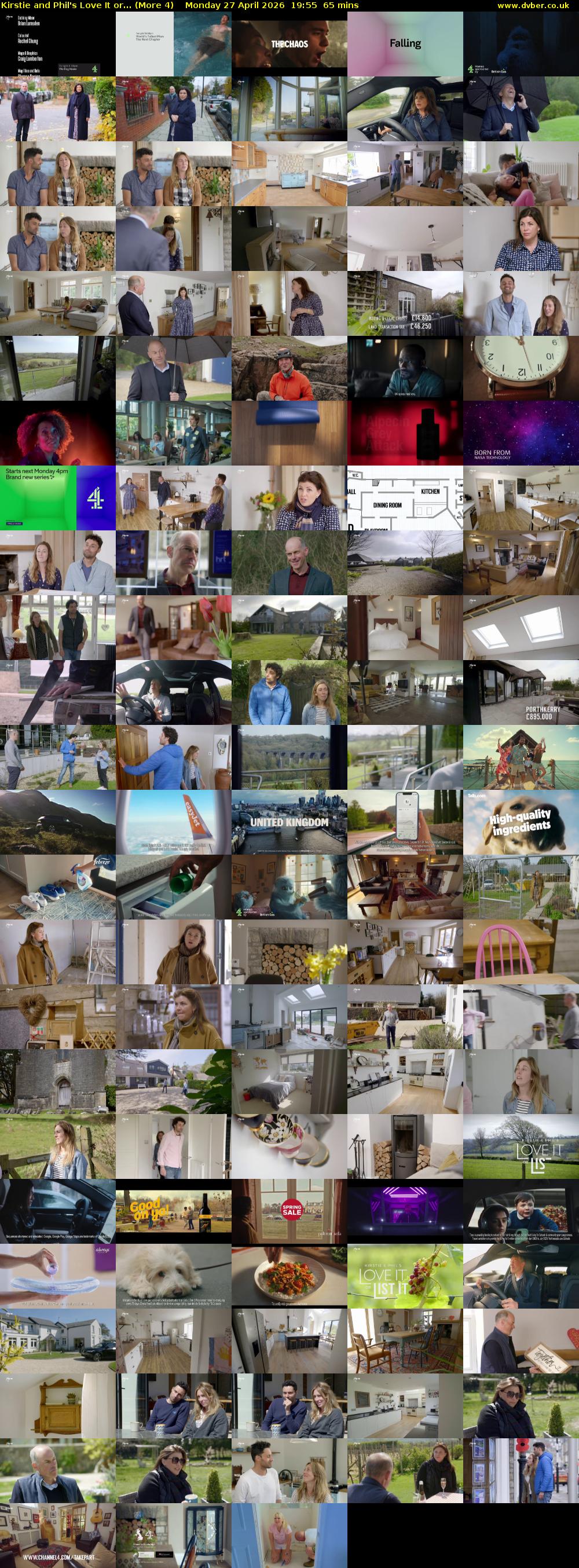 Kirstie and Phil's Love It or... (More 4) Monday 27 April 2026 19:55 - 21:00