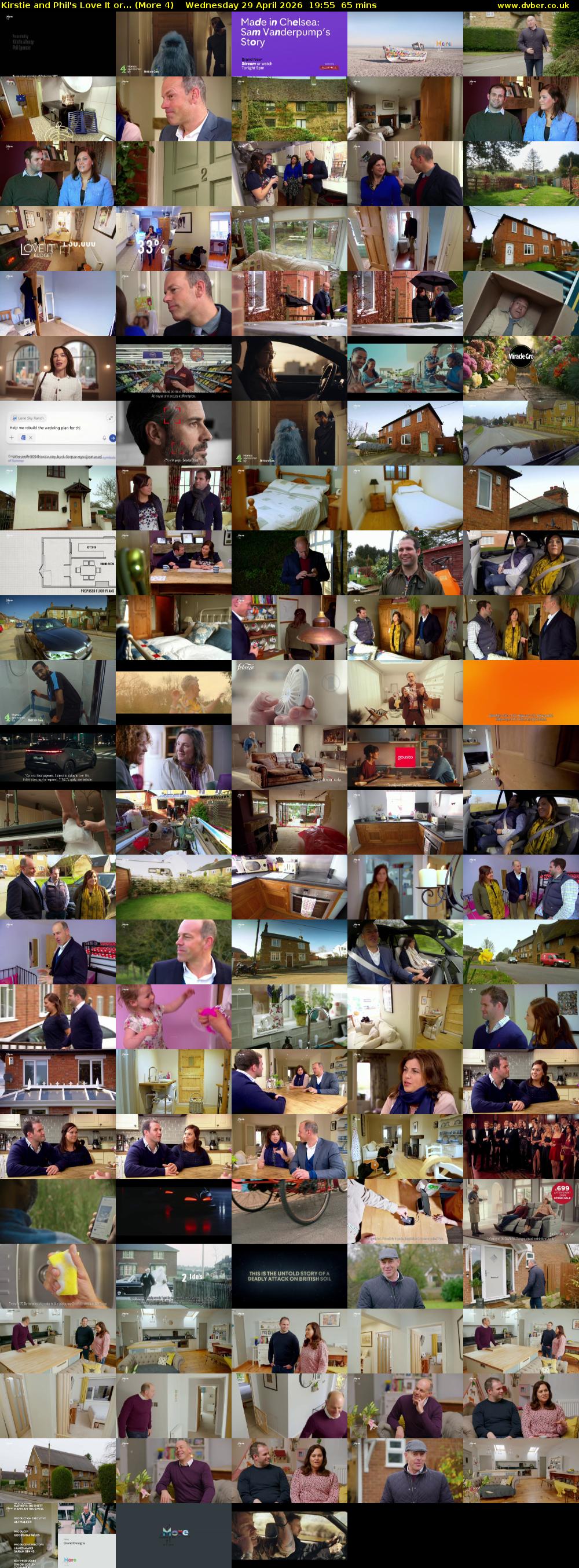 Kirstie and Phil's Love It or... (More 4) Wednesday 29 April 2026 19:55 - 21:00