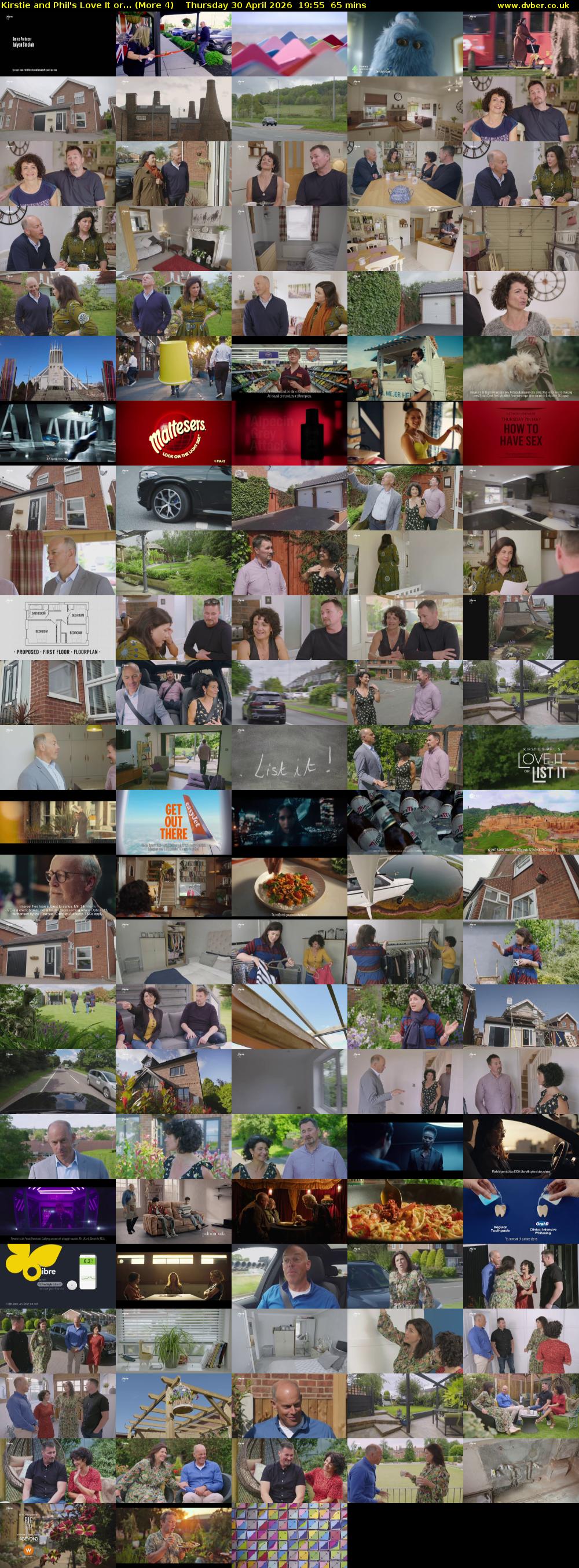 Kirstie and Phil's Love It or... (More 4) Thursday 30 April 2026 19:55 - 21:00