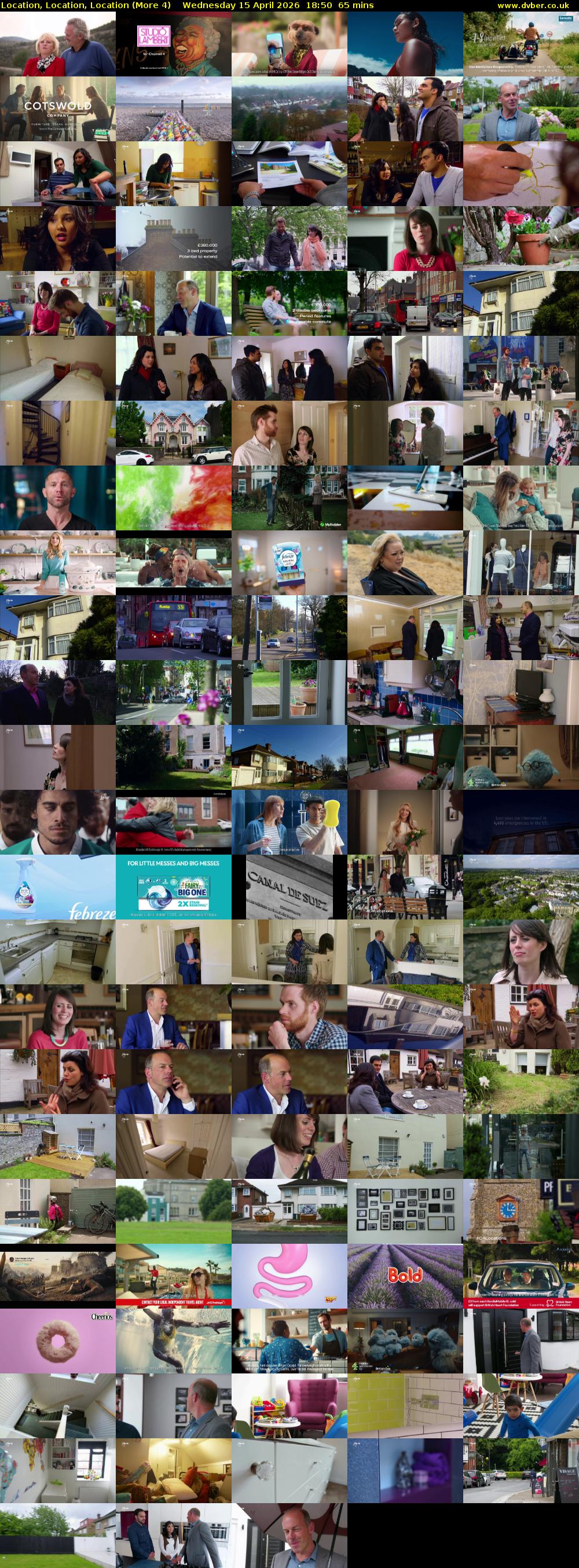 Location, Location, Location (More 4) Wednesday 15 April 2026 18:50 - 19:55