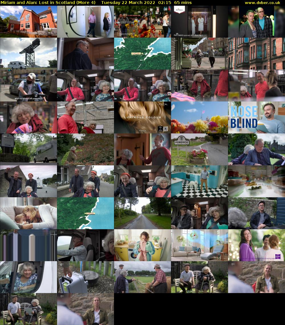 Miriam and Alan: Lost in Scotland (More 4) Tuesday 22 March 2022 02:15 - 03:20