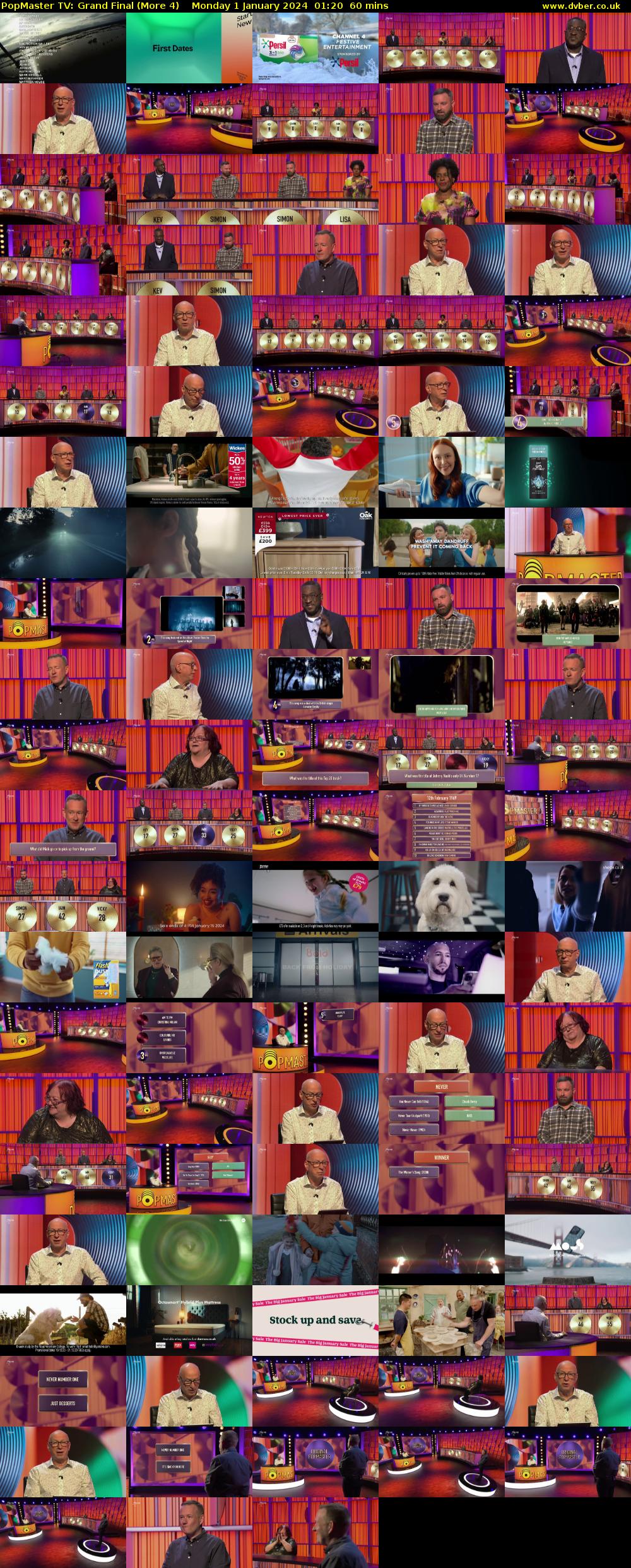 PopMaster TV: Grand Final (More 4) Monday 1 January 2024 01:20 - 02:20