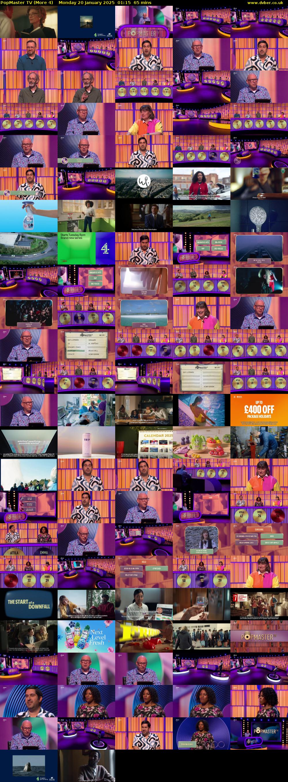 PopMaster TV (More 4) Monday 20 January 2025 01:15 - 02:20