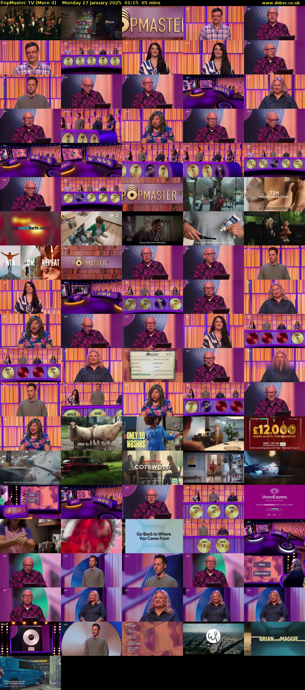 PopMaster TV (More 4) Monday 27 January 2025 01:15 - 02:20