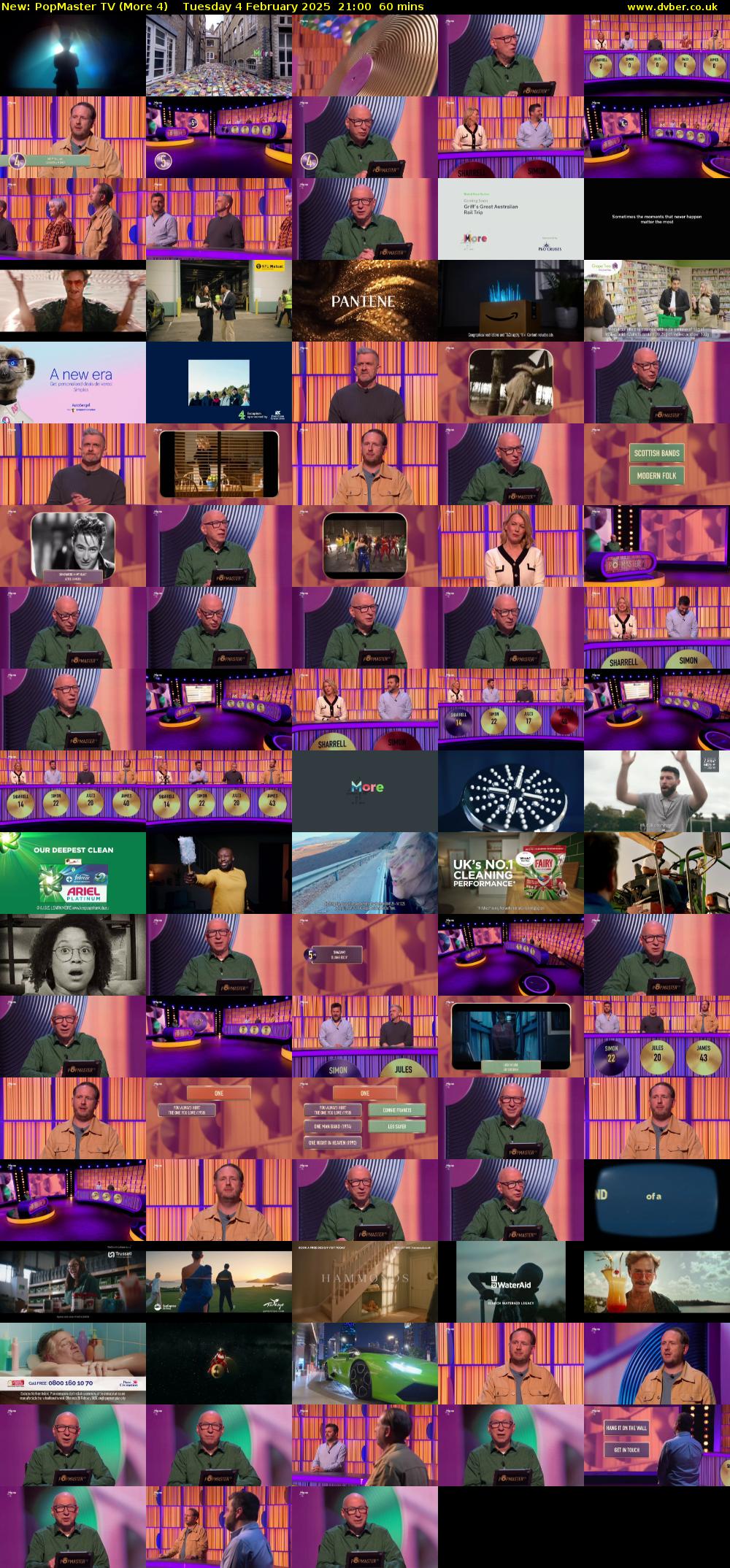 PopMaster TV (More 4) Tuesday 4 February 2025 21:00 - 22:00