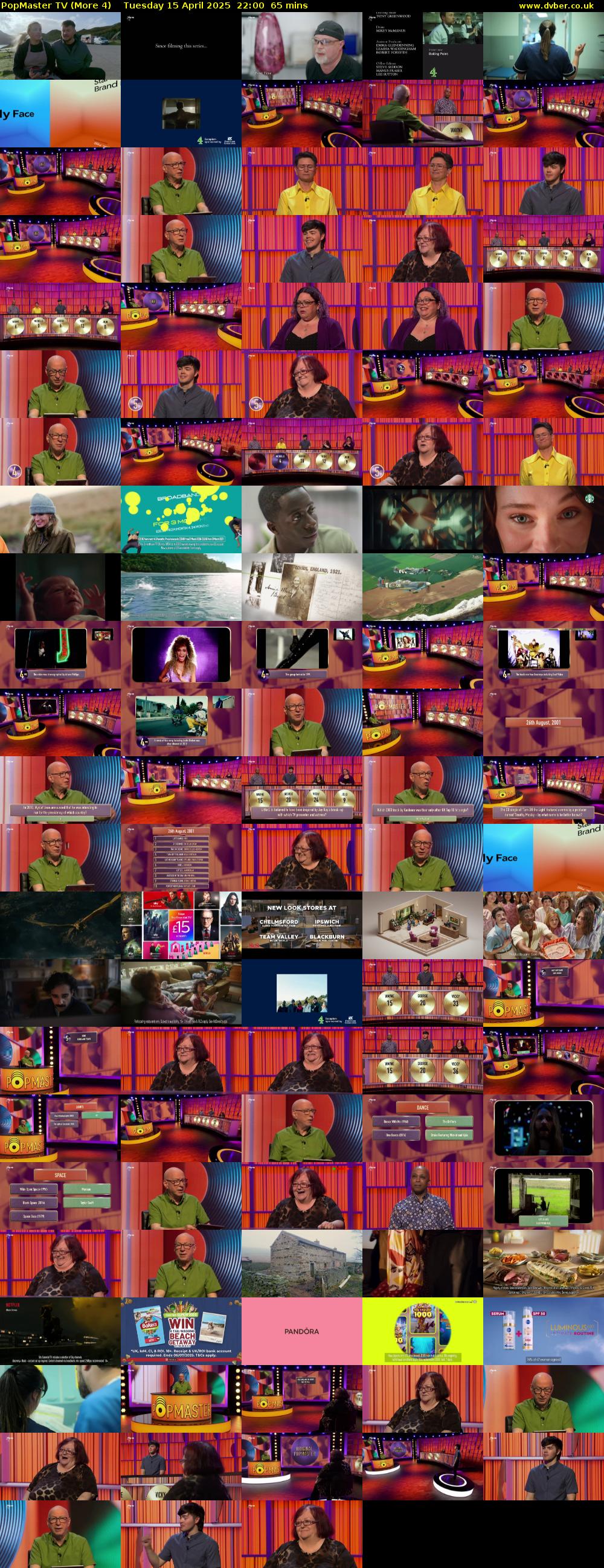 PopMaster TV (More 4) Tuesday 15 April 2025 22:00 - 23:05
