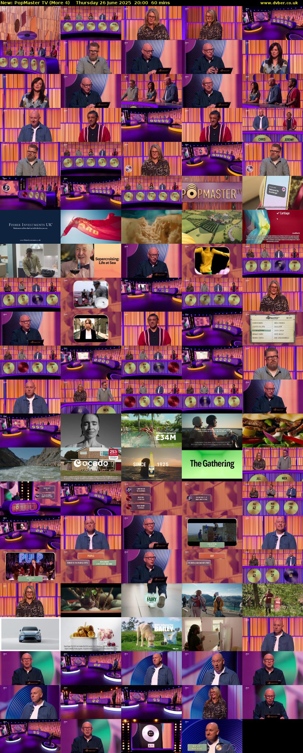 PopMaster TV (More 4) Thursday 26 June 2025 20:00 - 21:00