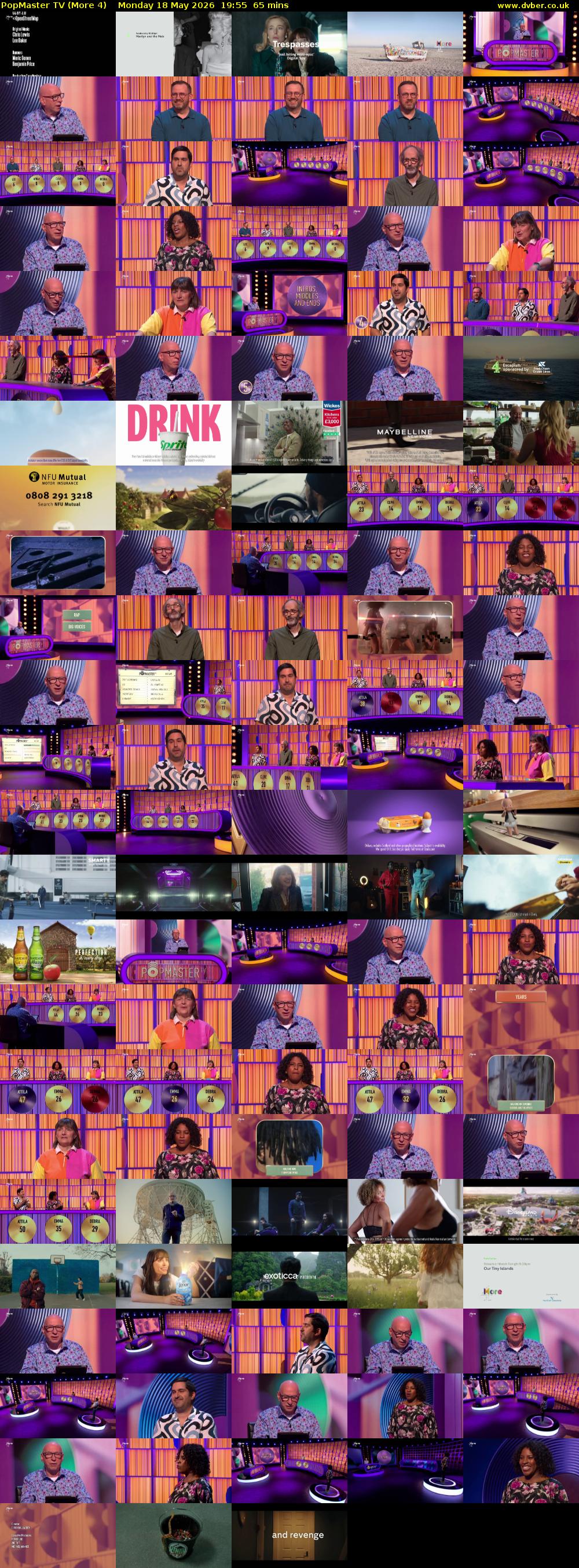 PopMaster TV (More 4) Monday 18 May 2026 19:55 - 21:00