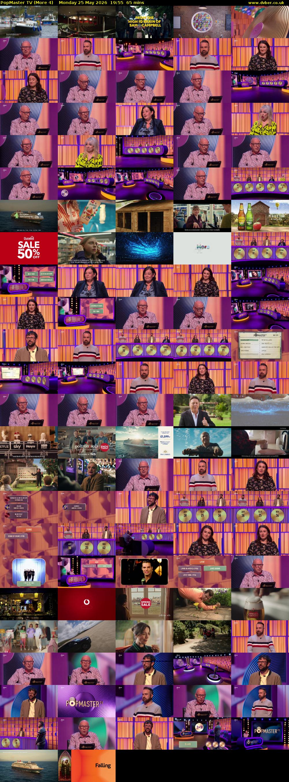 PopMaster TV (More 4) Monday 25 May 2026 19:55 - 21:00