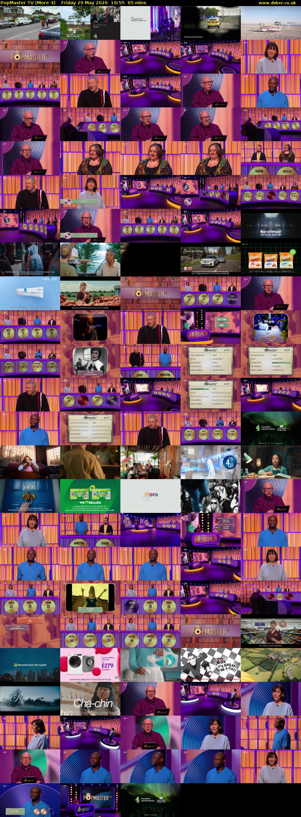 PopMaster TV (More 4) Friday 29 May 2026 19:55 - 21:00