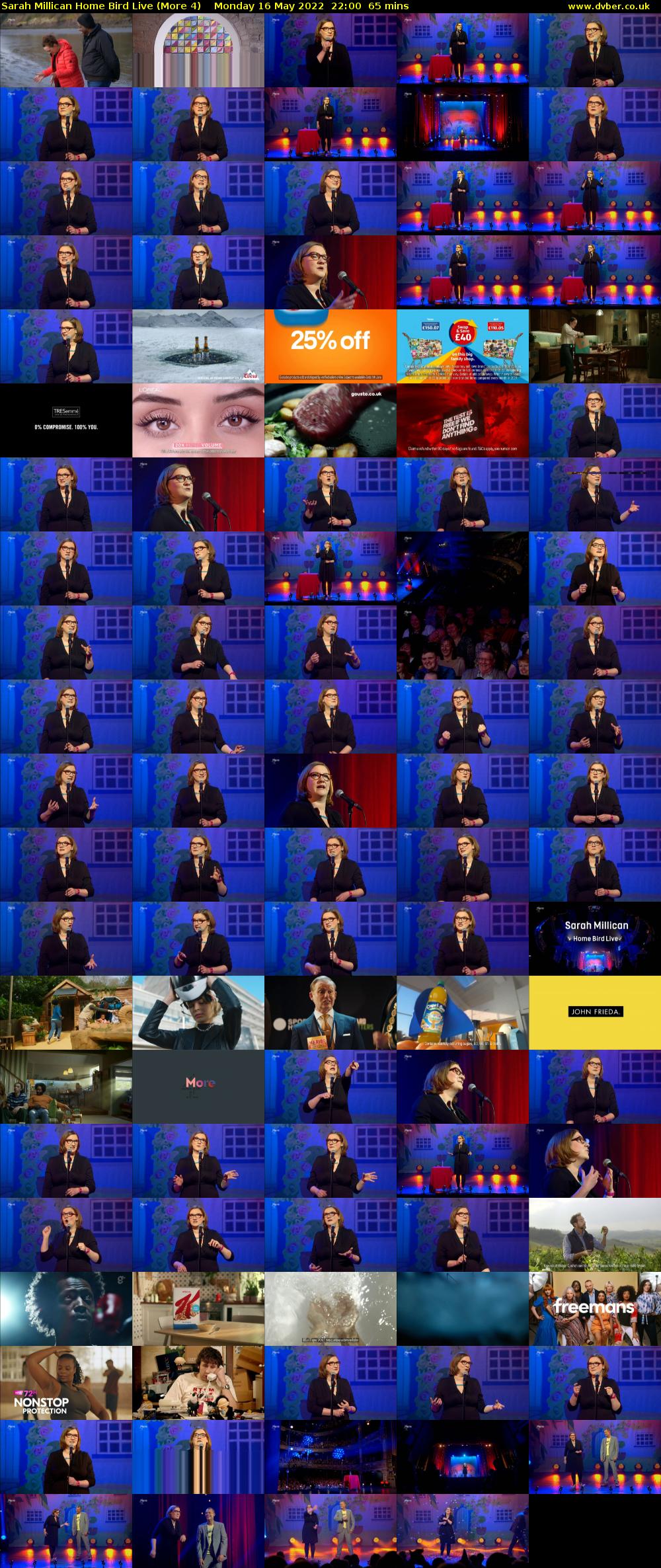 Sarah Millican Home Bird Live (More 4) Monday 16 May 2022 22:00 - 23:05