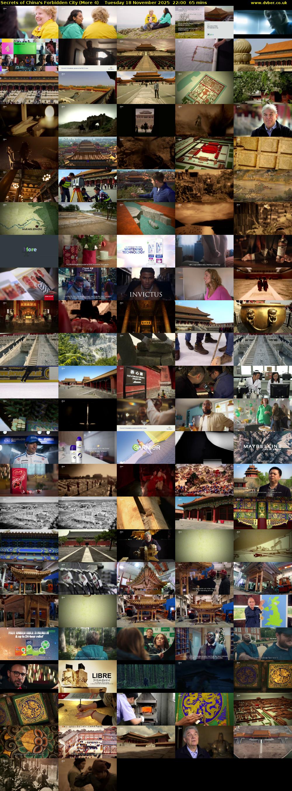 Secrets of China's Forbidden City (More 4) Tuesday 18 November 2025 22:00 - 23:05