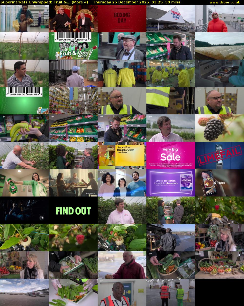 Supermarkets Unwrapped: Fruit &... (More 4) Thursday 25 December 2025 03:25 - 03:55
