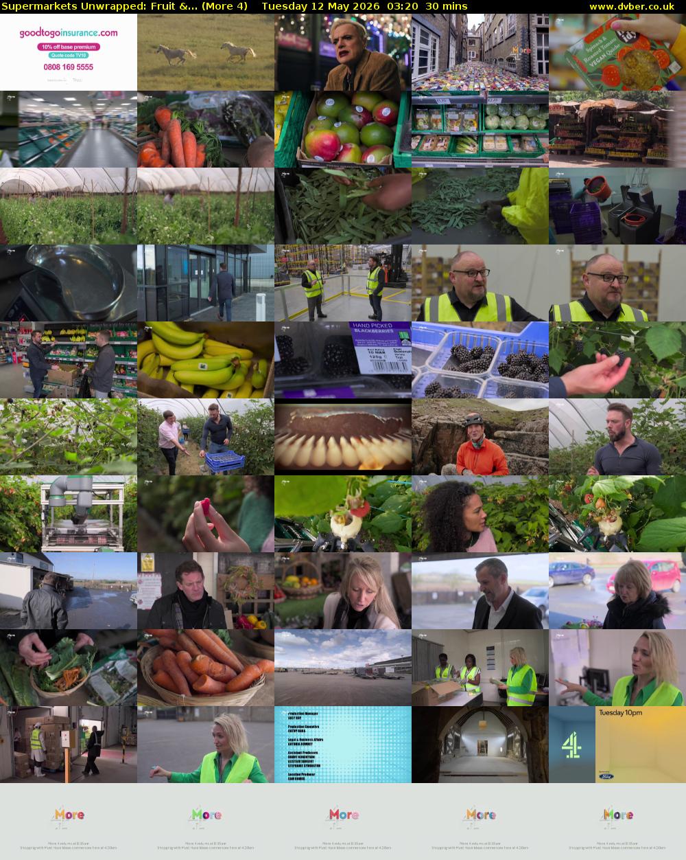 Supermarkets Unwrapped: Fruit &... (More 4) Tuesday 12 May 2026 03:20 - 03:50