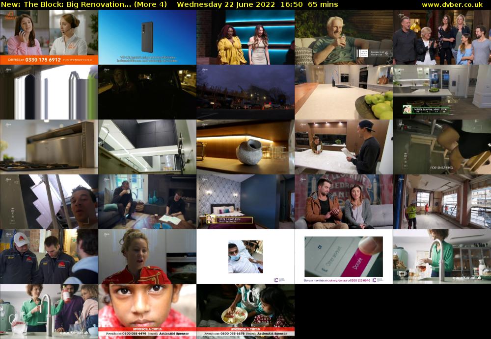 The Block: Big Renovation... (More 4) Wednesday 22 June 2022 16:50 - 17:55