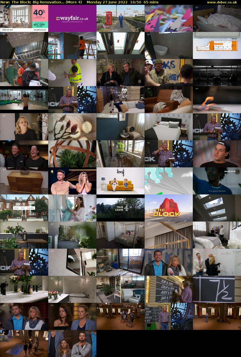 The Block: Big Renovation... (More 4) Monday 27 June 2022 16:50 - 17:55