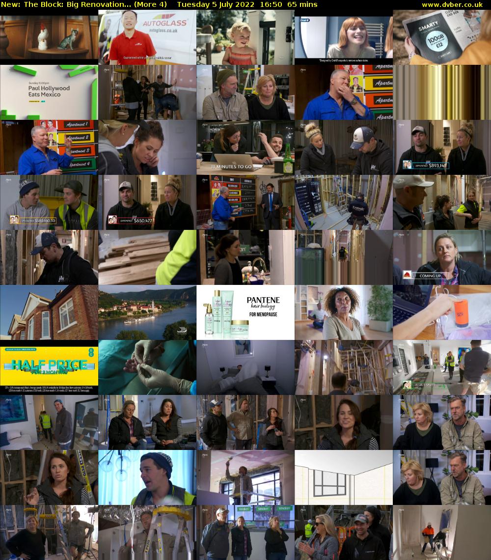 The Block: Big Renovation... (More 4) Tuesday 5 July 2022 16:50 - 17:55