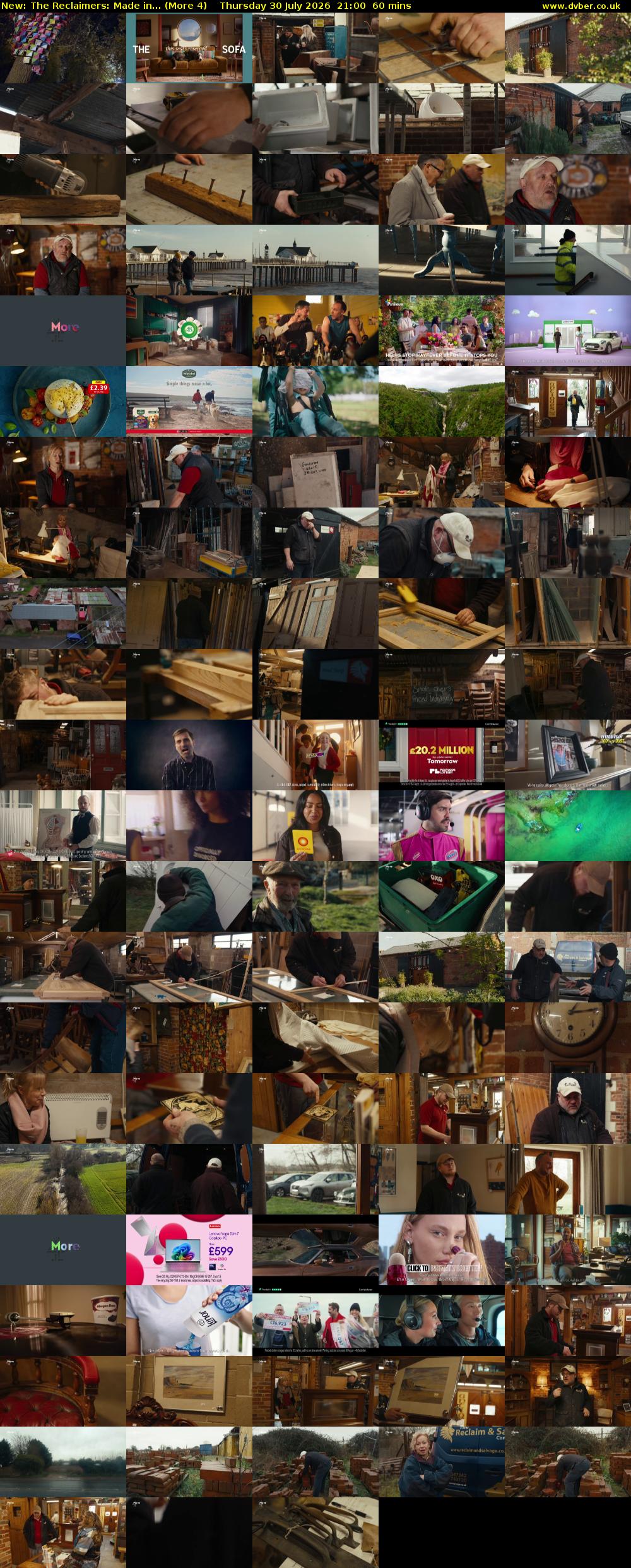The Reclaimers: Made in... (More 4) Thursday 30 July 2026 21:00 - 22:00