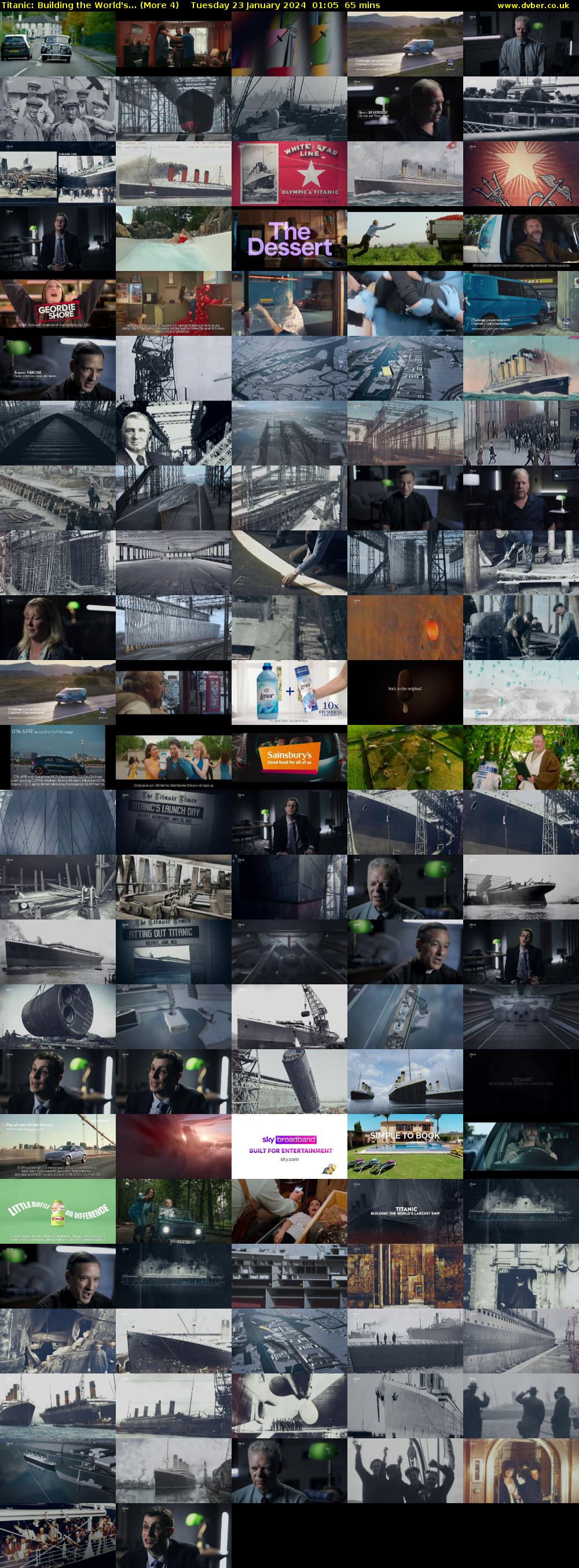 Titanic: Building the World's... (More 4) Tuesday 23 January 2024 01:05 - 02:10